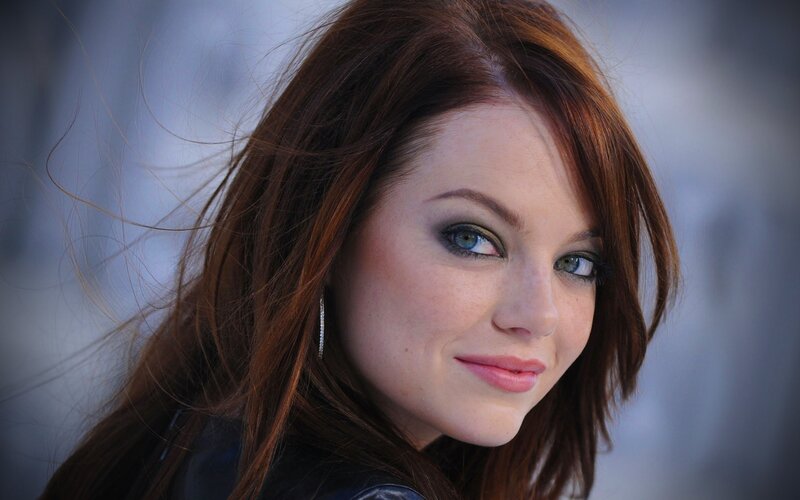 woman with red hair and blue eyes
