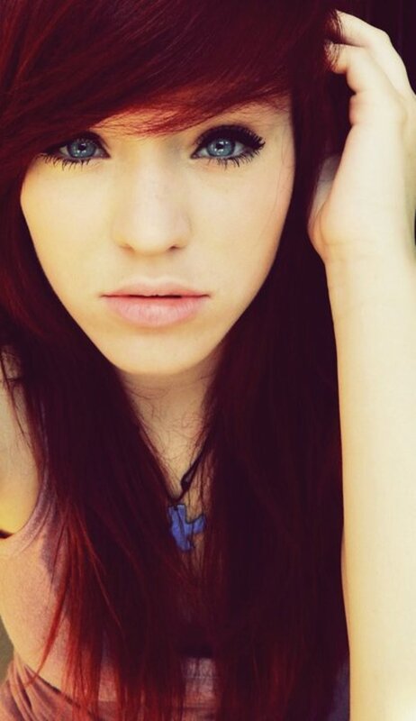 woman with red hair and blue eyes