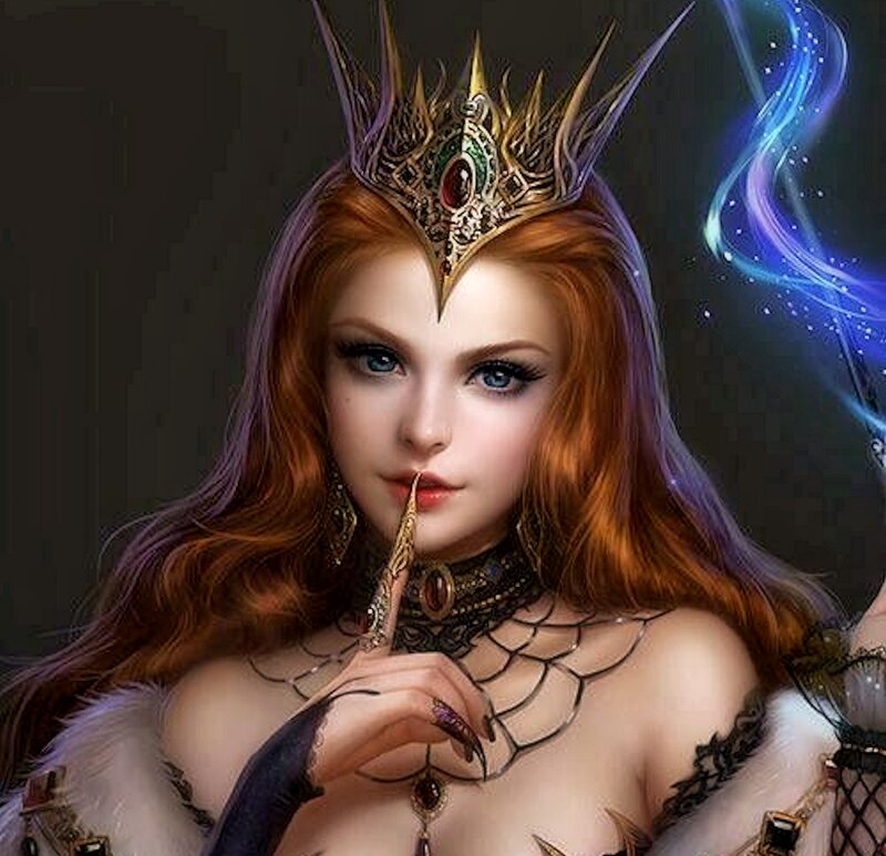 Woman with Red Hair and Crown — Dramatic