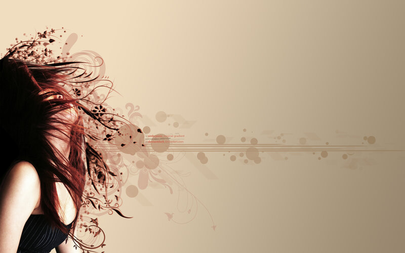 woman with red hair and floral design