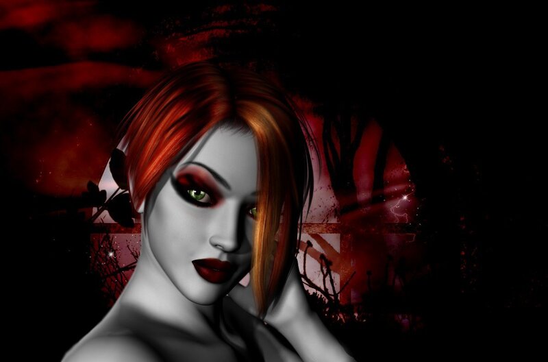 woman with red hair and green eyes