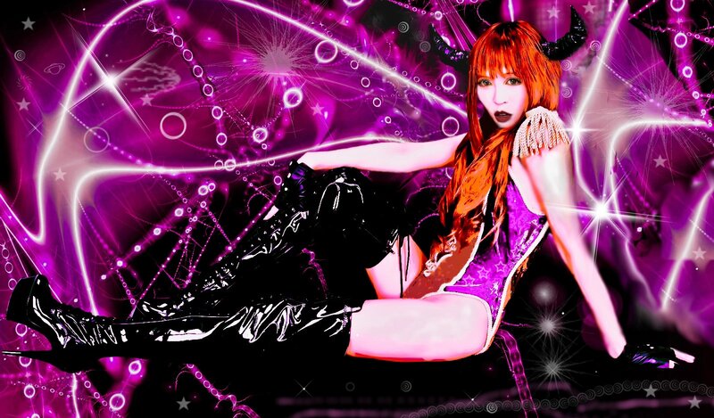 woman with red hair and horns