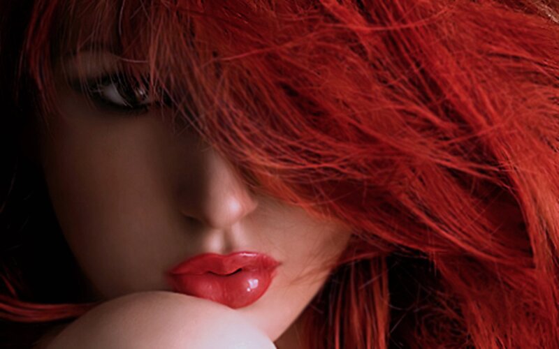 woman with red hair and lips