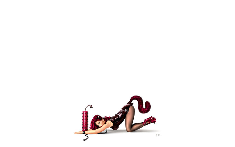 woman with red hair and tail