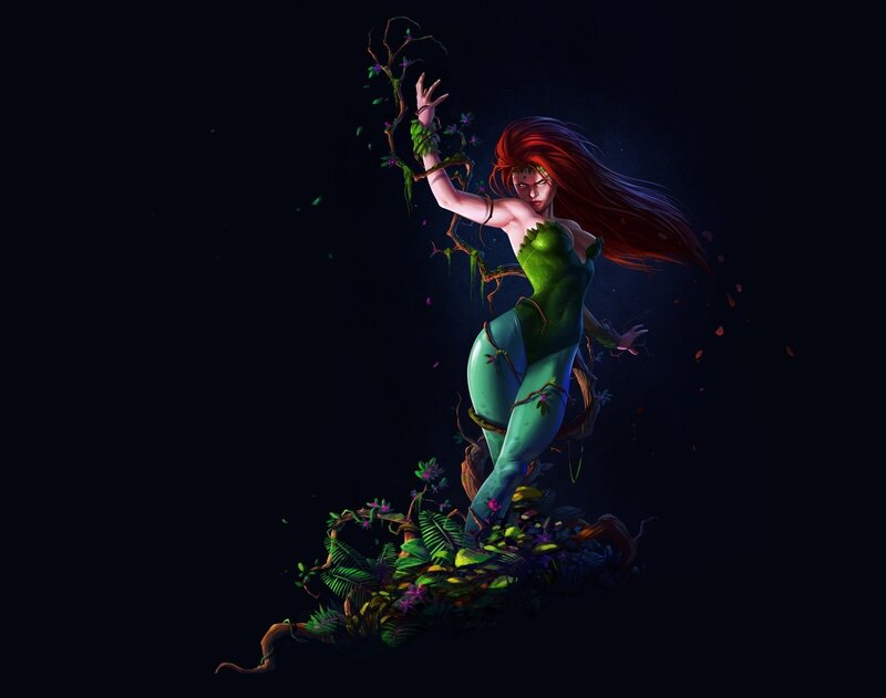 Woman with Red Hair and Vines — Green
