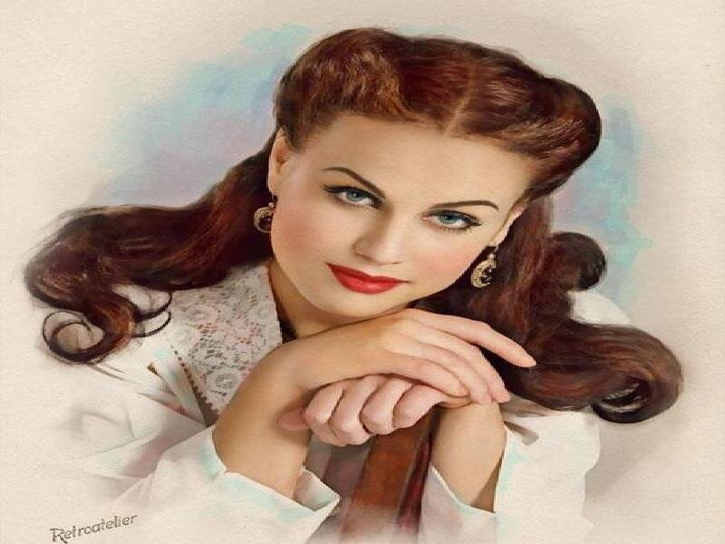 woman with red hair and vintage style