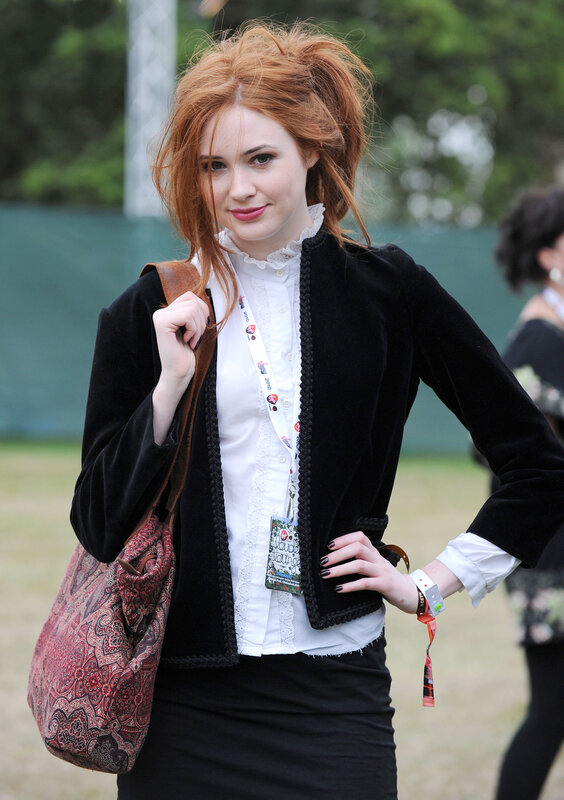 Woman with red hair at outdoor event