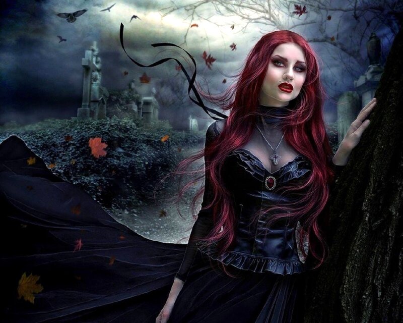 Woman with Red Hair — Black, Dark, Autumn