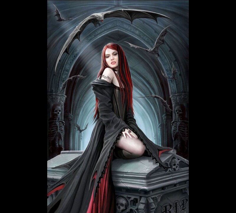 Woman with Red Hair — Black, Dark, Night, Digital Art