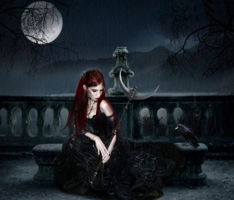 Woman with Red Hair — Black, Dark