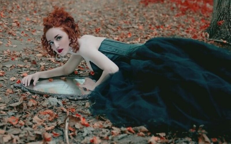 Woman with Red Hair — Black, Dramatic, Autumn, Photograph