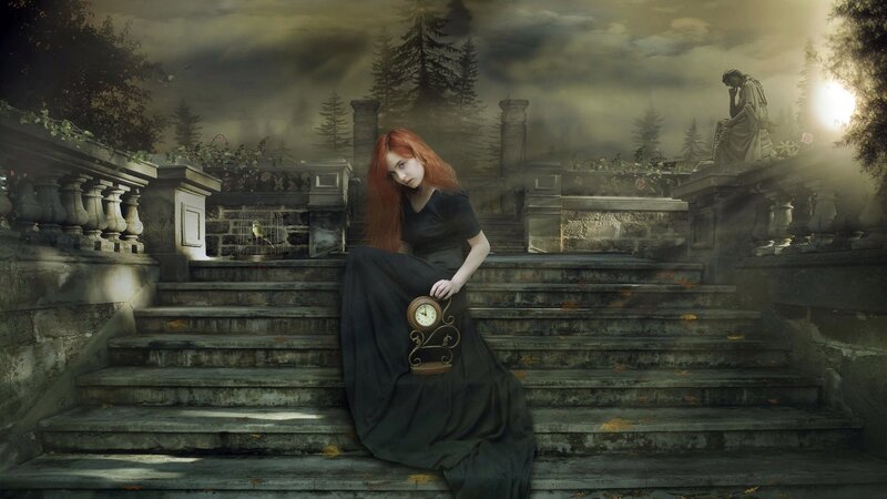 Woman with Red Hair — Black, Dramatic, Autumn