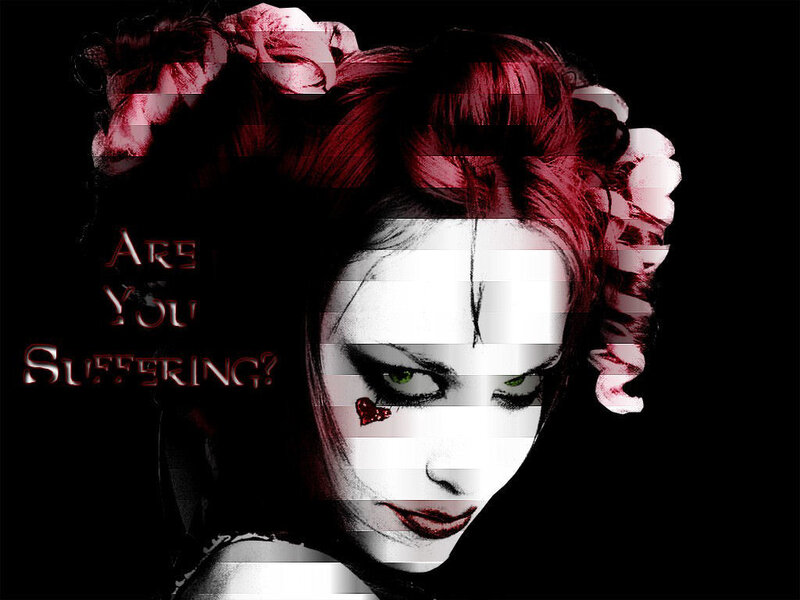 Woman with Red Hair — Black, Dramatic, Digital Art, Green Eyes