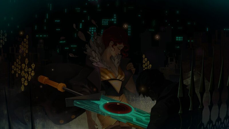 Woman with Red Hair — Black, Dramatic, Night, Digital Art, Cityscape