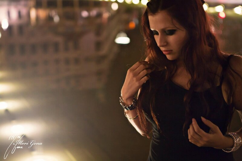 Woman with Red Hair — Black, Dramatic, Night, Photograph, Black Top