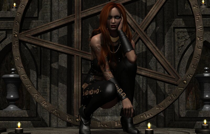 Woman with Red Hair — Black, Dramatic, Night