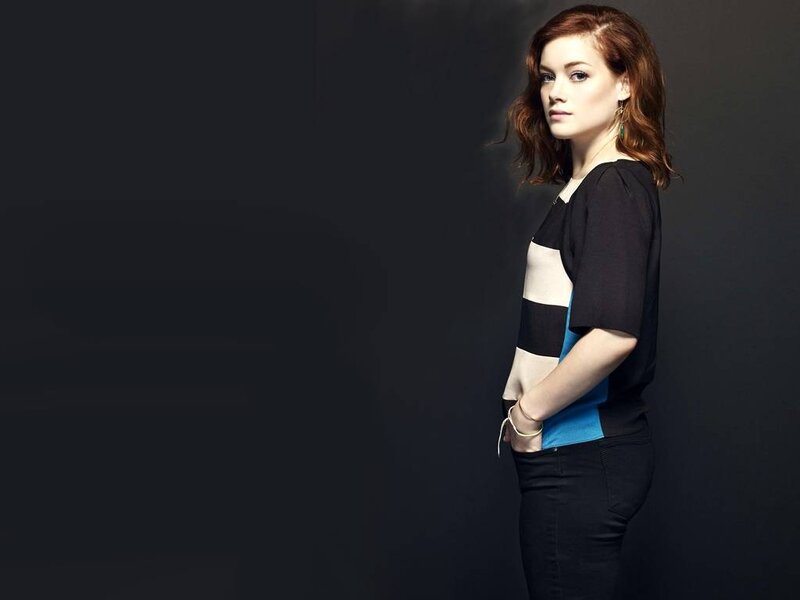 Woman with Red Hair — Black, Dramatic, Photograph, Black Top, Jeans