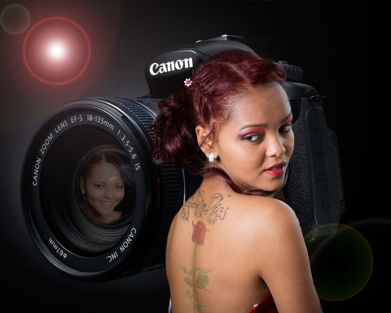 Woman with Red Hair — Black, Dramatic, Photograph, Camera