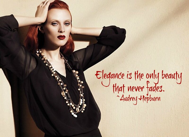 Woman with Red Hair — Black, Dramatic, Photograph, Necklace