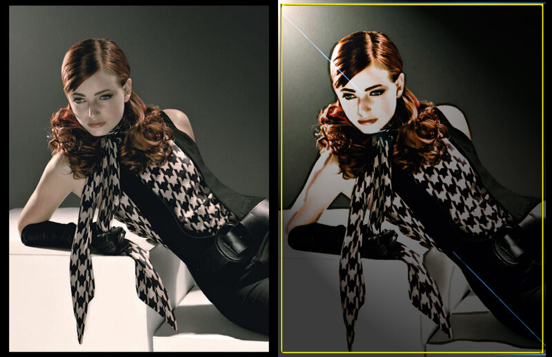 Woman with Red Hair — Black, Dramatic, Photograph, Scarf
