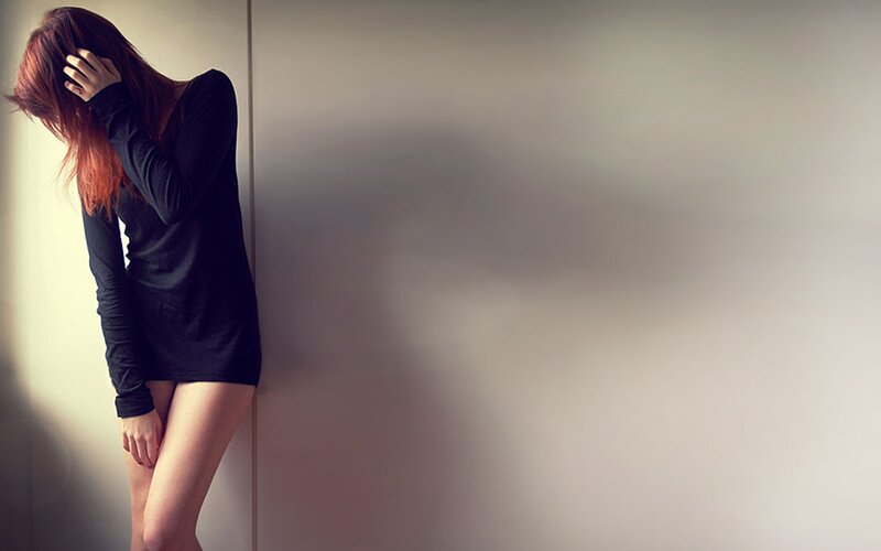 Woman with Red Hair — Black, Dramatic, Photograph, Wall