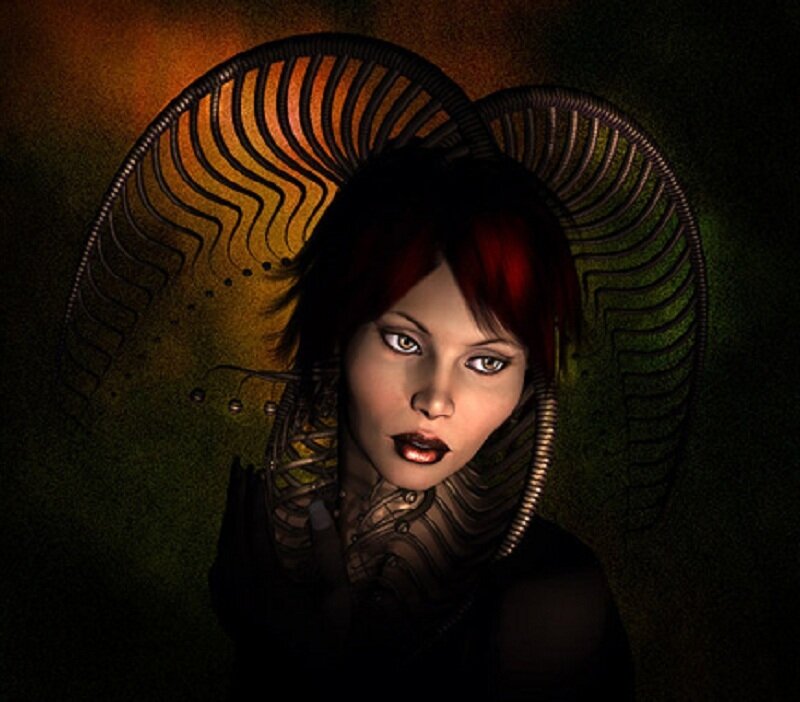 Woman with Red Hair — Black, Dramatic