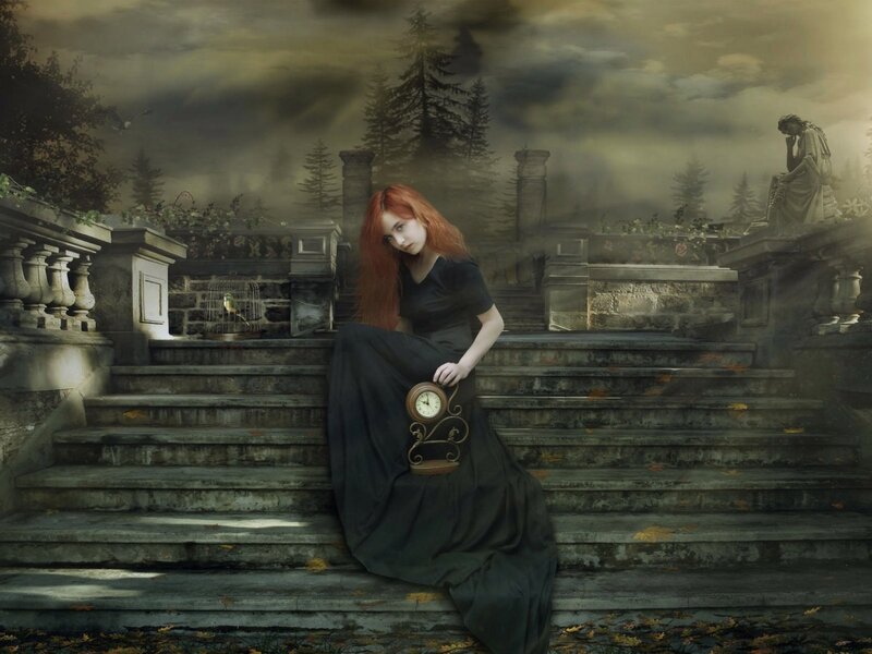 Woman with Red Hair — Black, Melancholic, Autumn