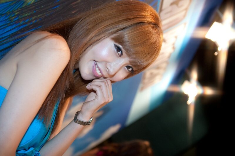 Woman with Red Hair — Blue, Bright, Night