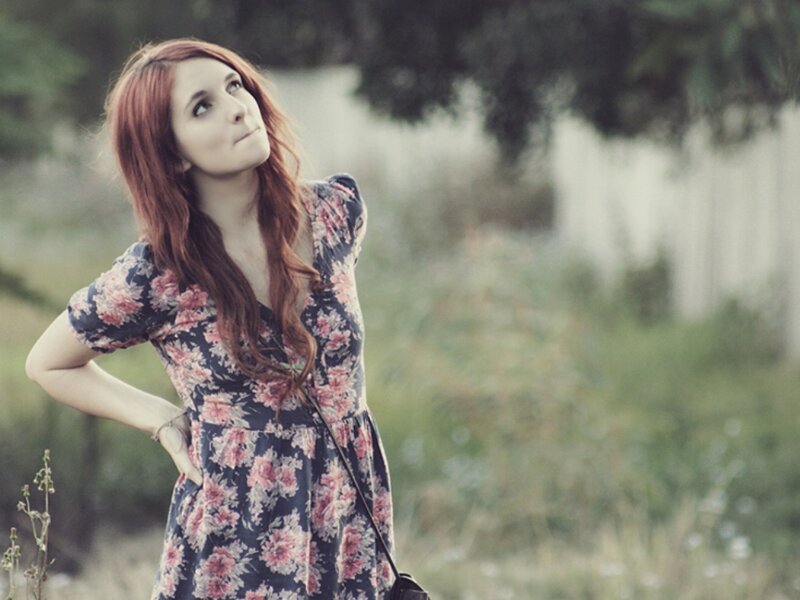 Woman with Red Hair — Blue, Contemplative, Afternoon