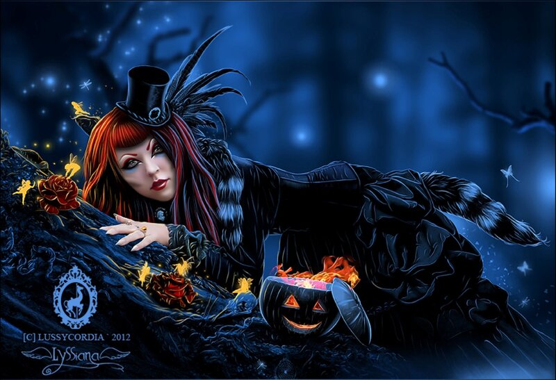 Woman with Red Hair — Blue, Dark
