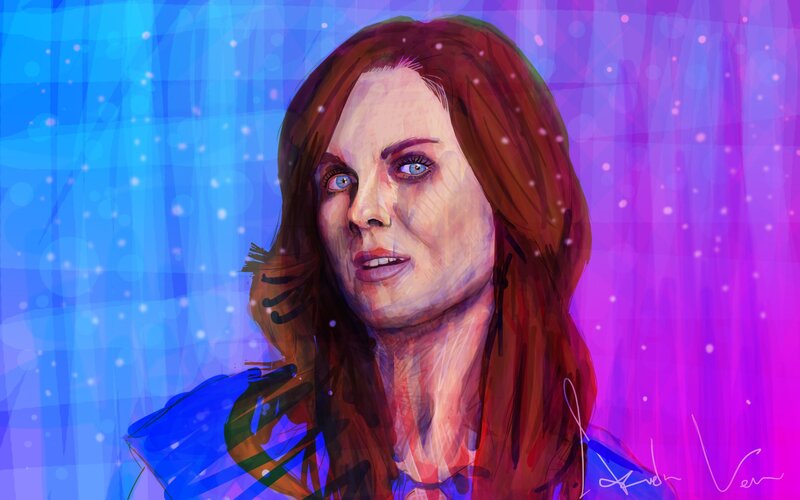 Woman with Red Hair — Blue, Dramatic, Digital Art, Eyes