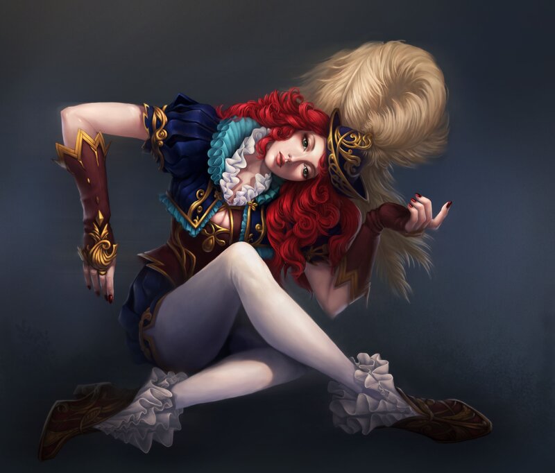 Woman with Red Hair — Blue, Dramatic, Digital Art, Red Hair