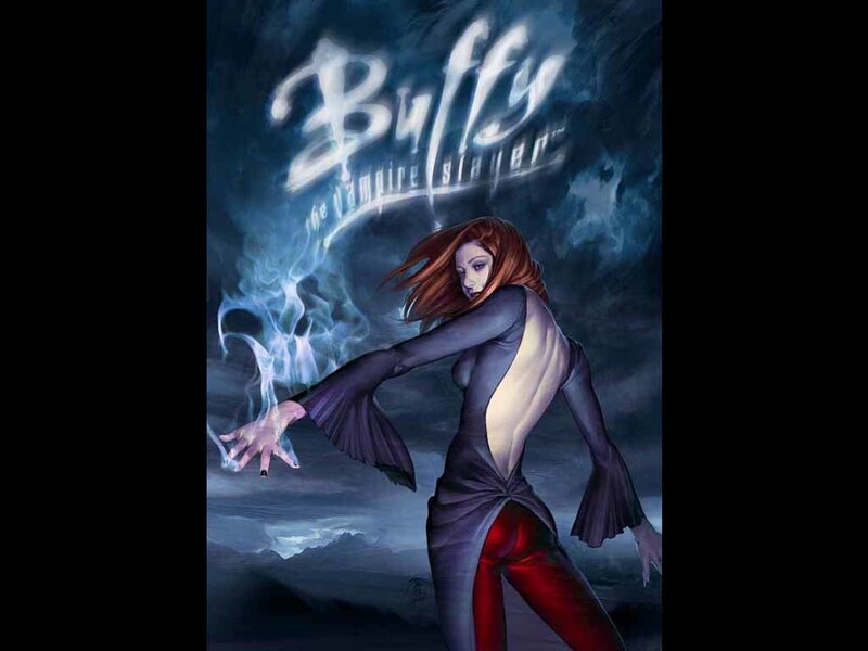 Woman with Red Hair — Blue, Dramatic, Night