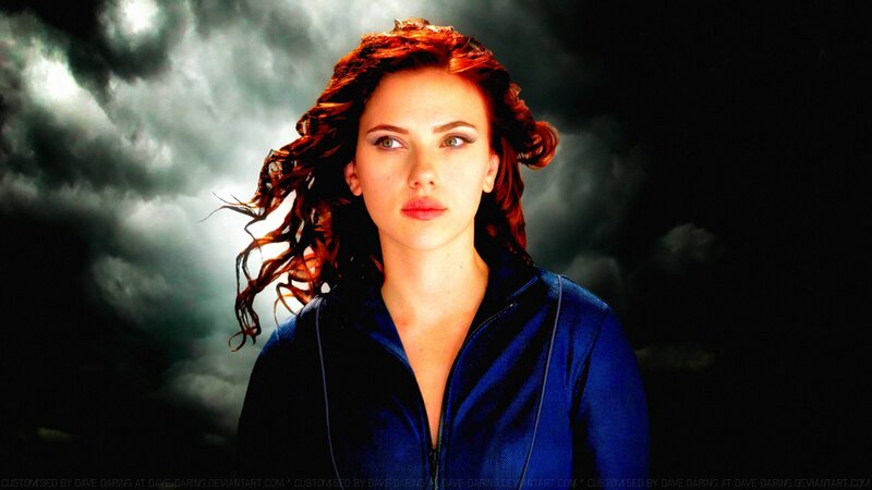 Woman with Red Hair — Blue, Dramatic, Photograph, Stormy Sky
