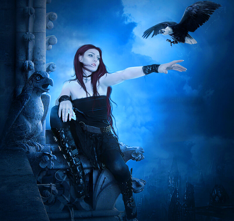 Woman with Red Hair — Blue, Dramatic