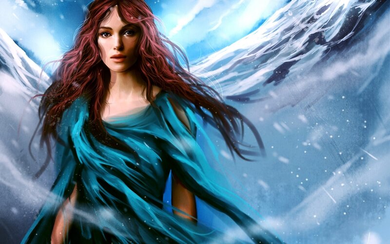 Woman with Red Hair — Blue, Dramatic, Winter