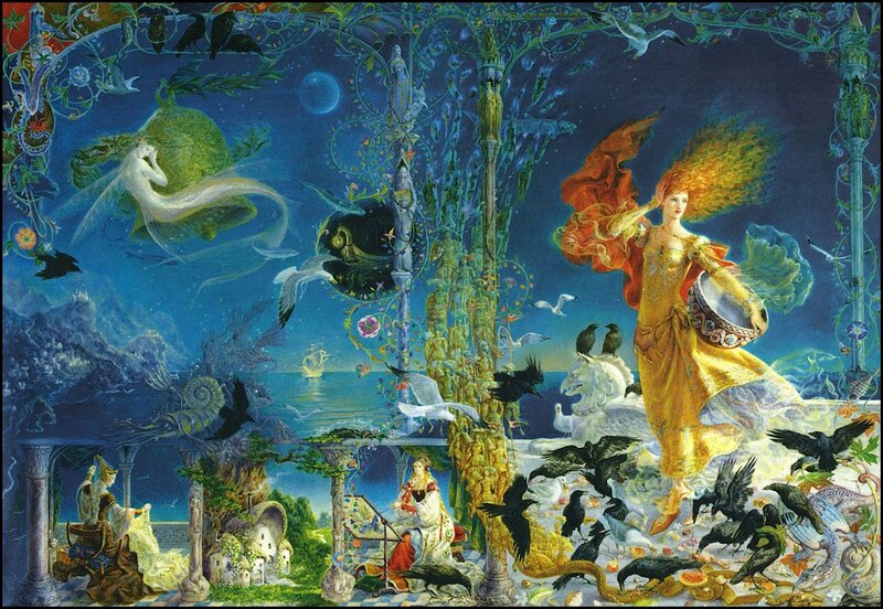Woman with Red Hair — Blue, Fantastical, Night