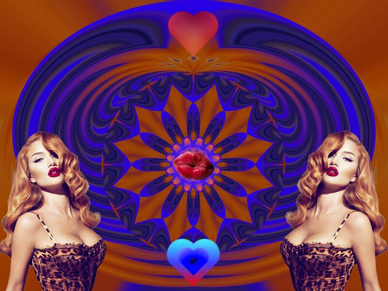 Woman with Red Hair — Blue, Vibrant, Digital Art