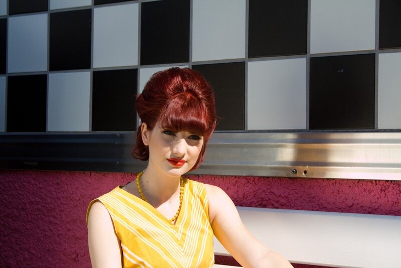 Woman with Red Hair — Bright, Afternoon, Photograph, Yellow Dress