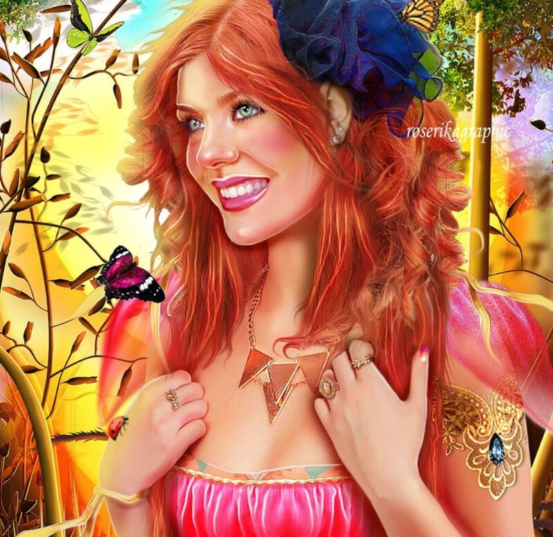 Woman with Red Hair — Bright, Sunset