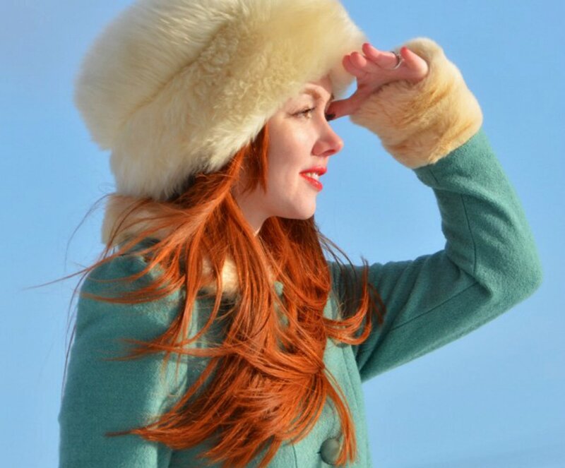 Woman with Red Hair — Bright, Winter