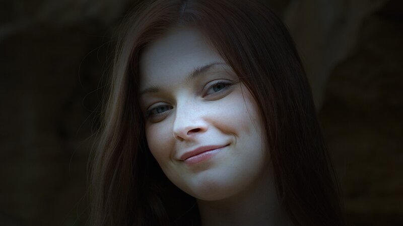 Woman with Red Hair — Brown, Calm, Photograph, Face, White