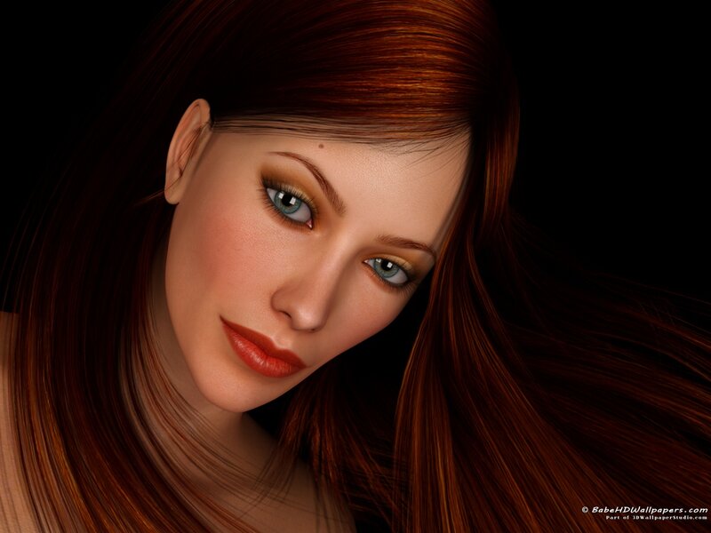 Woman with Red Hair — Brown, Dramatic, 3d Render, Eyes