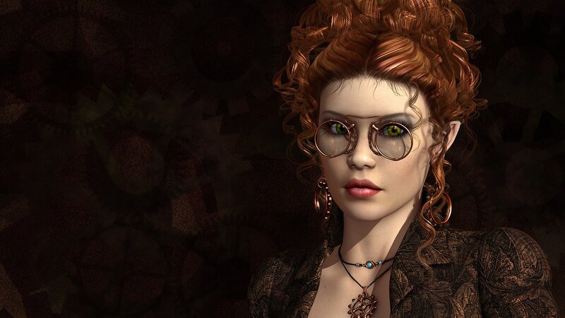 Woman with Red Hair — Brown, Dramatic, 3d Render