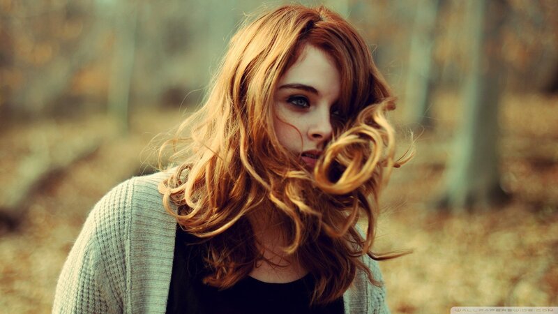 Woman with Red Hair — Brown, Dramatic, Autumn, Photograph, Forest