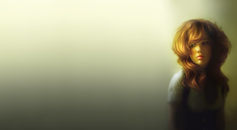Woman with Red Hair — Brown, Dramatic, Digital Art, Shirt