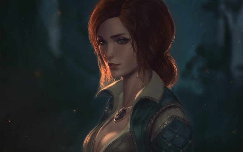 Woman with Red Hair — Brown, Dramatic, Night, Digital Art, Armor