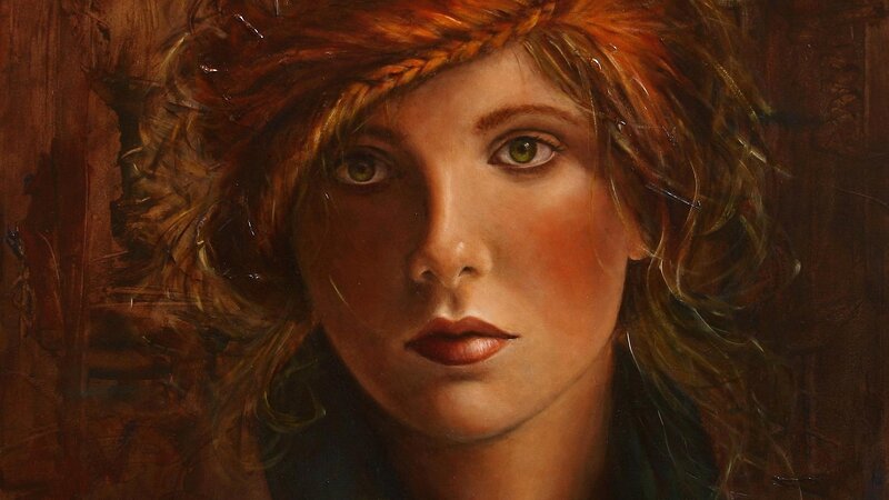 Woman with Red Hair — Brown, Dramatic, Painting, Face