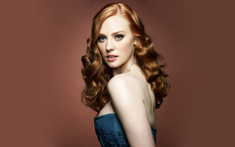 Woman with Red Hair — Brown, Dramatic, Photograph, Dress, Makeup