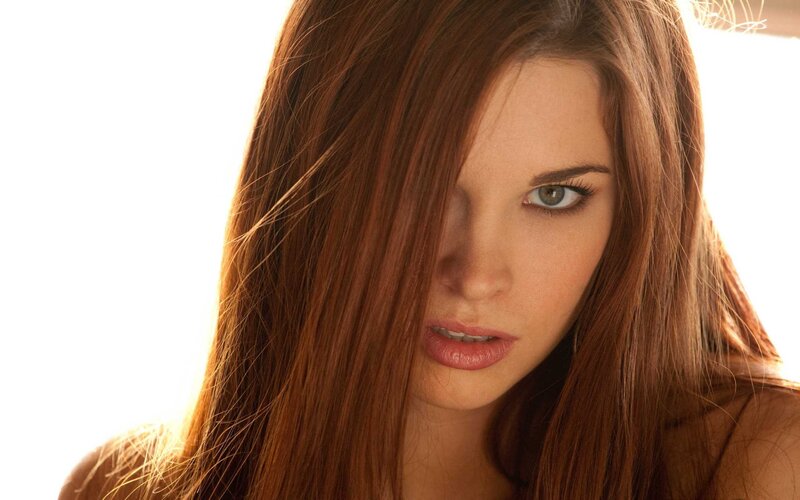 Woman with Red Hair — Brown, Dramatic, Photograph, Eyes, White